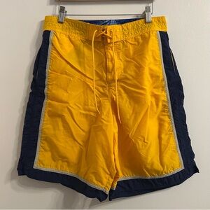 Vintage Nautica Swim Trunks Men’s Medium (32W) Board Shorts Yellow Blue Unlined